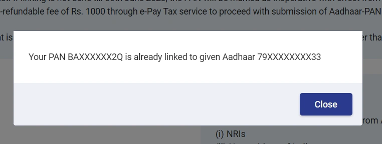 Already Linked Success Message